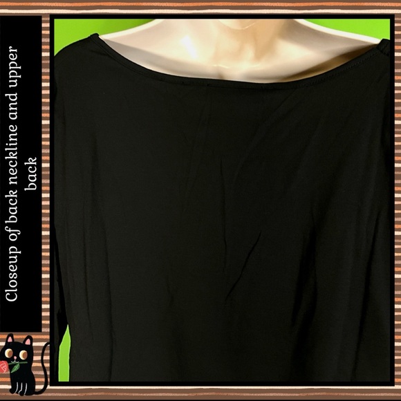 NWT M/8  BLACK KNIT MINIMALIST TOP W CONTRASTING ANIMAL PRINT LOVE GRAPHIC - Picture 8 of 13